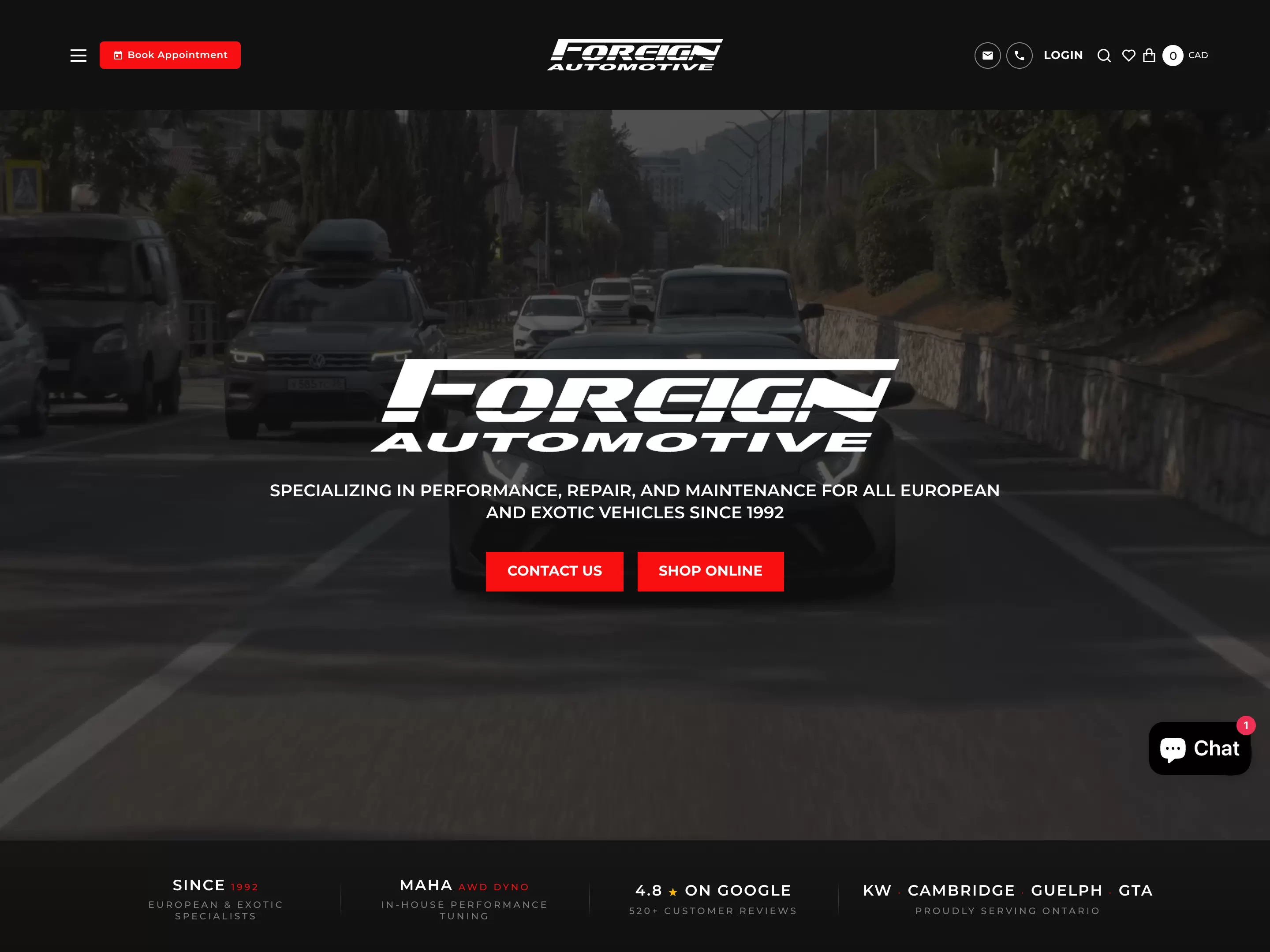 Foreign Automotive — desktop homepage, built by Optimum Reach